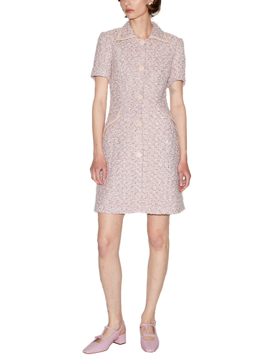 Riley Tweed Dress with Satin Trim