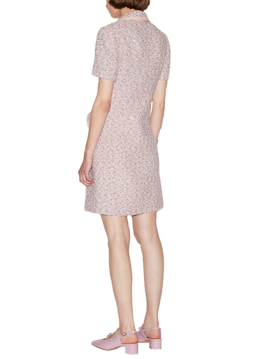 Riley Tweed Dress with Satin Trim - Huishan Zhang
