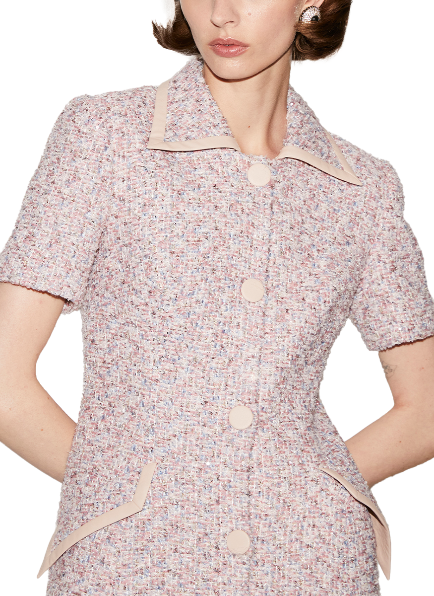 Riley Tweed Dress with Satin Trim