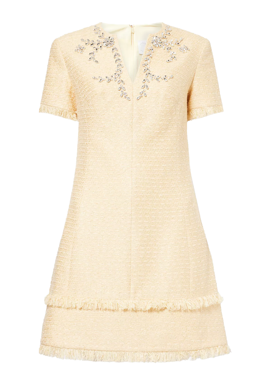 Cassira Tweed Dress with Crystal Embellishment
