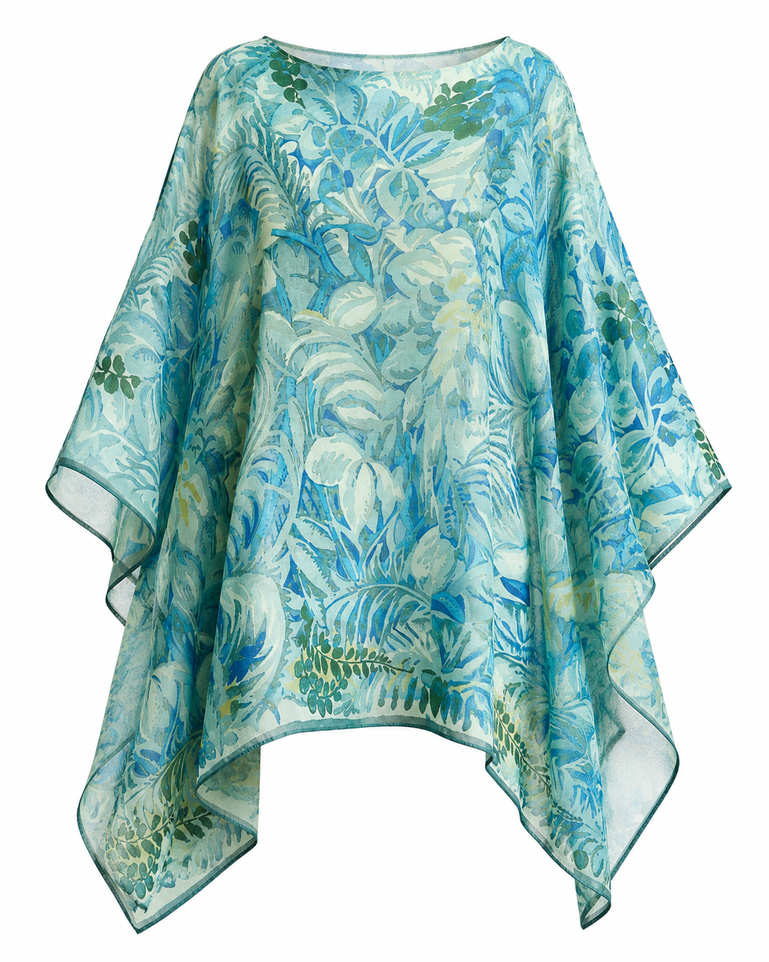 Corsica Cashmere Printed Poncho in Green