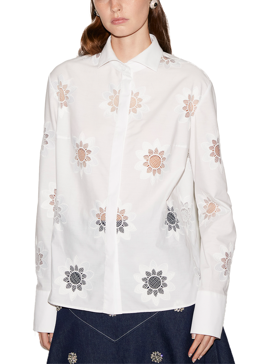 Sabrina Embroidered Cotton Shirt - Huishan Zhang