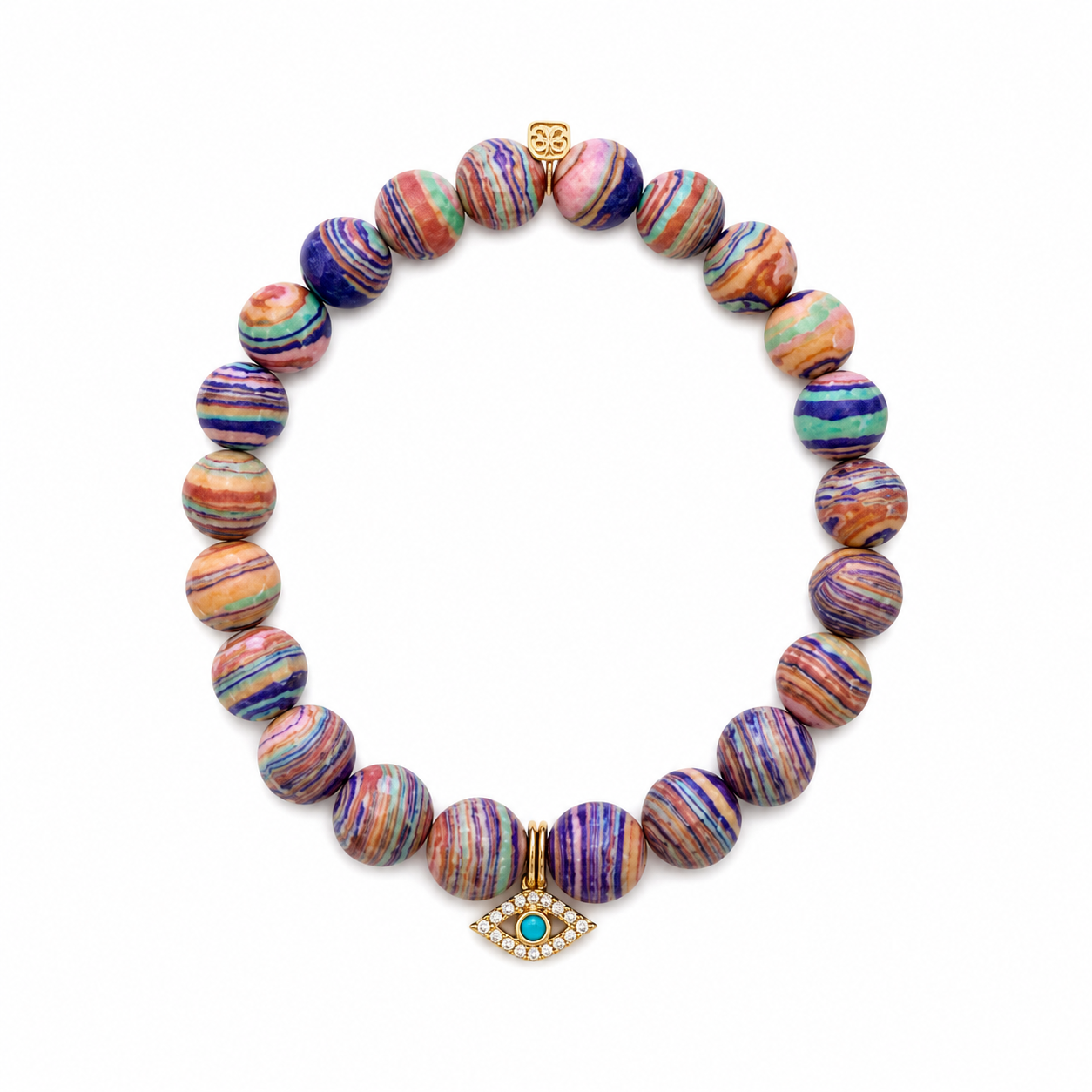 Sunstripe Jasper Bracelet with Evil Eye Charm