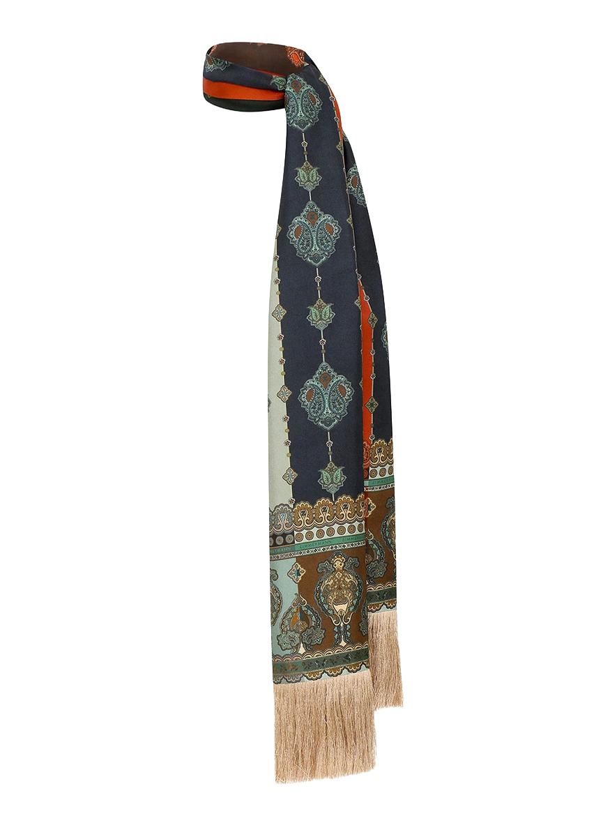 Printed Silk Fringe Neck Scarf - Zimmermann