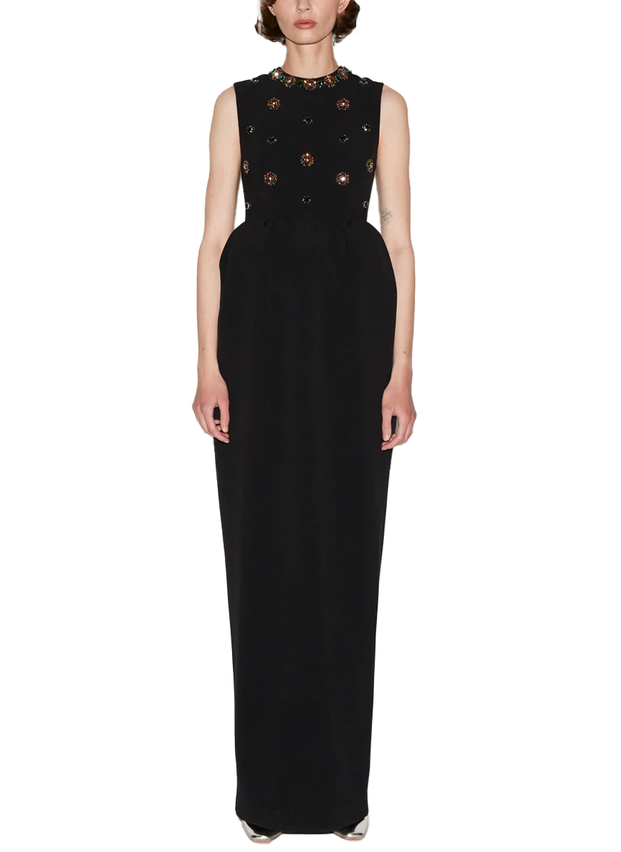 Virginia Crepe Gown with Crystal Embroidered Crepe