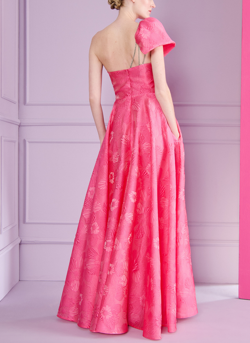 Anemone Jacquard One Shoulder Gown