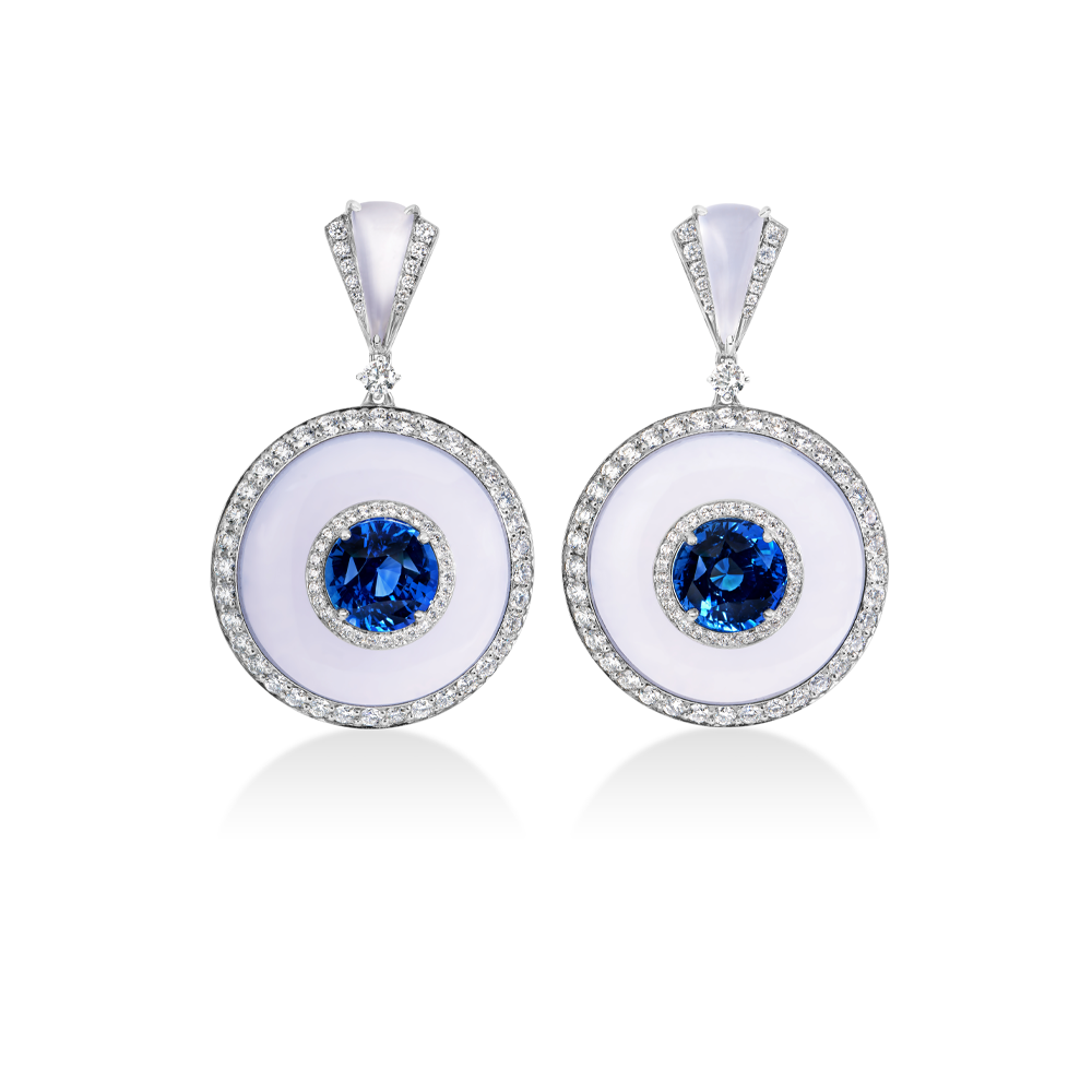 Chalcedony Sapphire Earrings