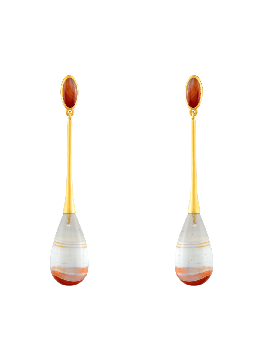 Colors Long Earrings Red Agate