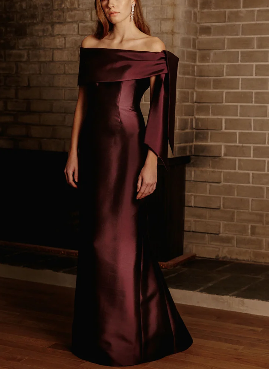 Off the Shoulder Draped Tie Gown - Catherine Regehr