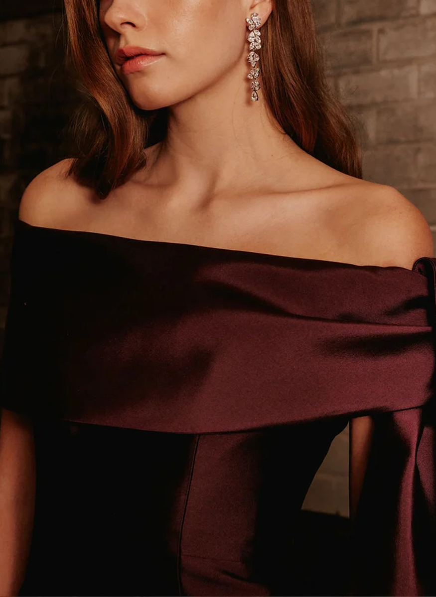 Off the Shoulder Draped Tie Gown - Catherine Regehr