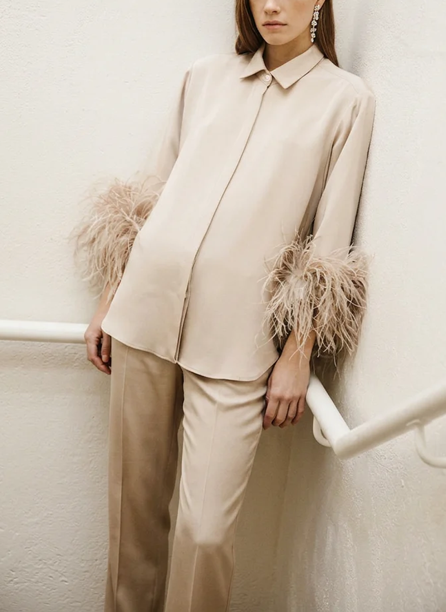 Jane Shirt with Boa Cuff