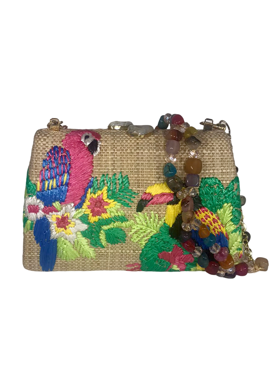 Candice Tropical Clutch with Embroidery