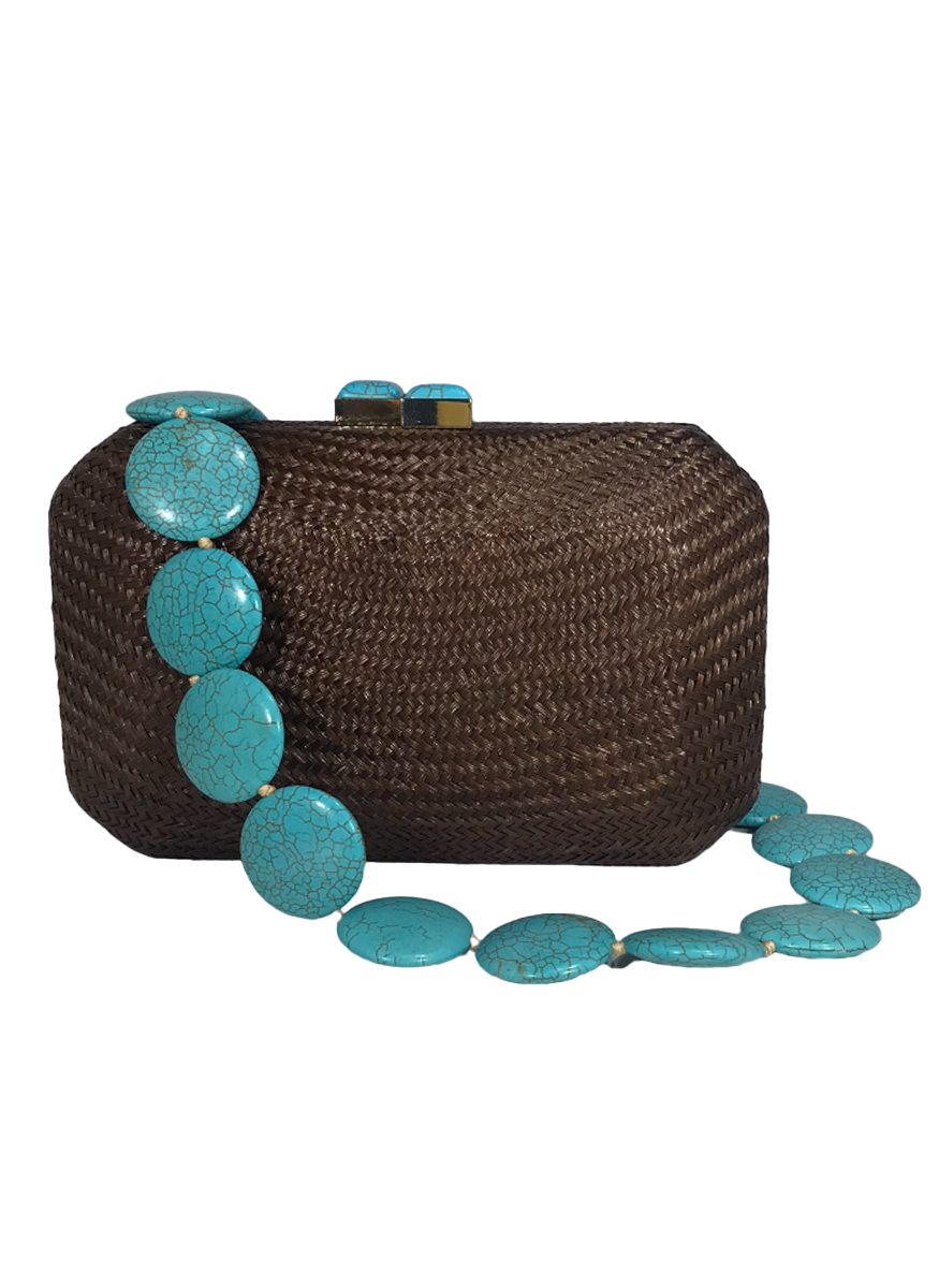 Leticia Clutch with Turquoise Strap