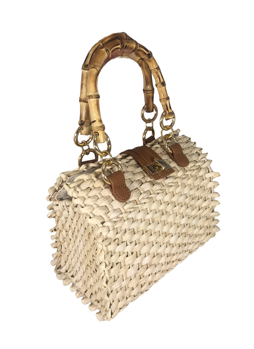 Fabiana Straw Mini Basket Top Handle - Serpui