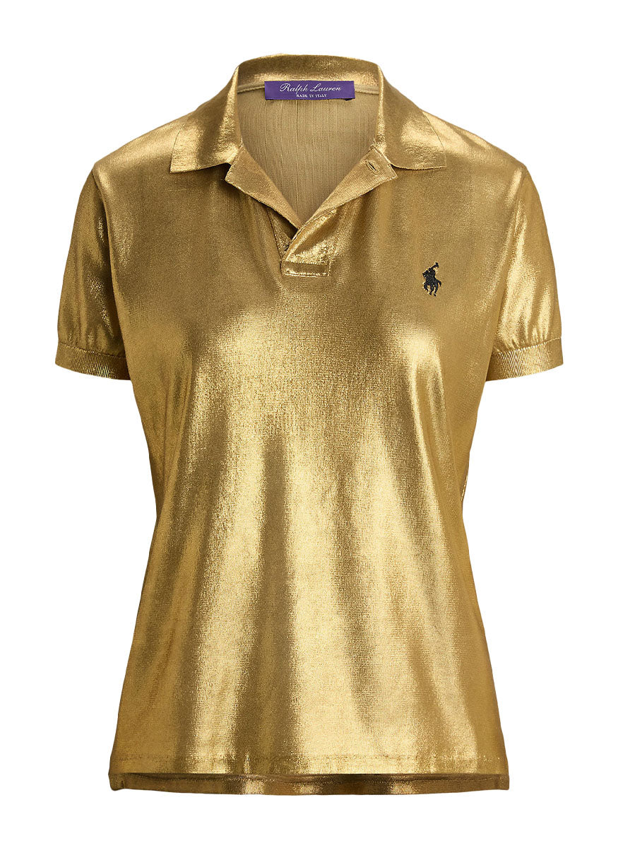 Lacquered Jersey Short Sleeve Polo