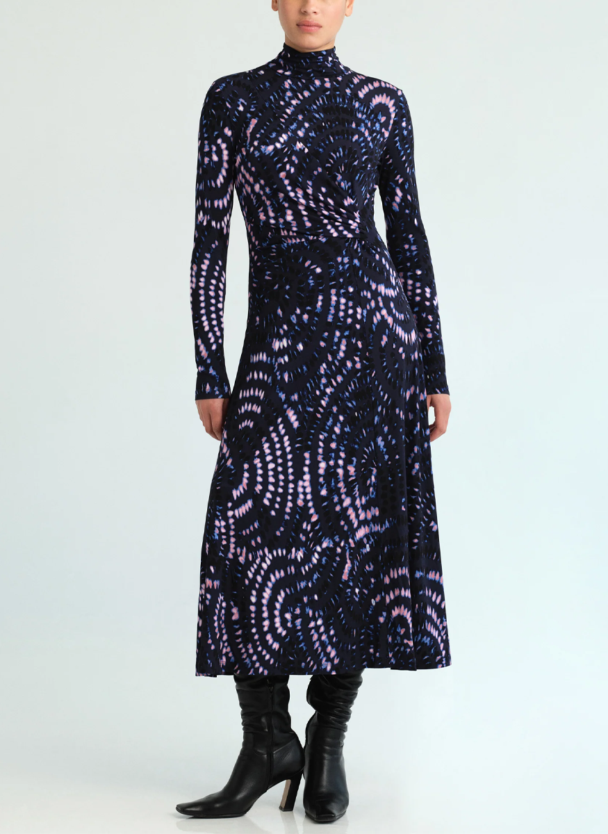 Hera Dress in Veneta Arc Navy - Cara Cara