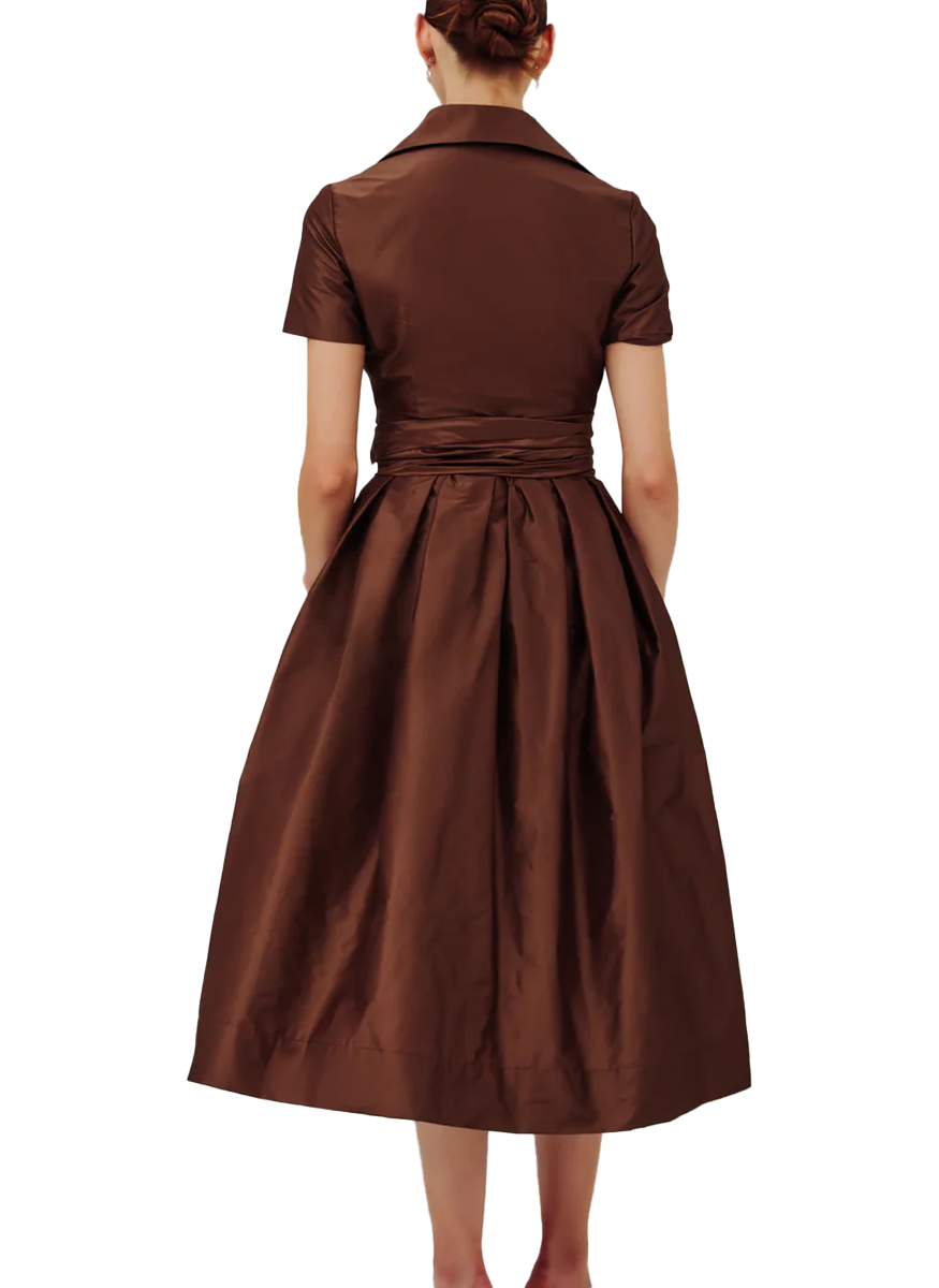 Short Sleeve Silk Taffeta Shirt Dress