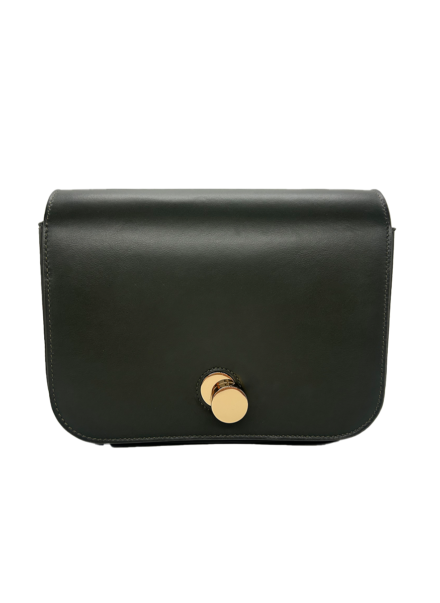 Leather Messenger Bag in Olivo