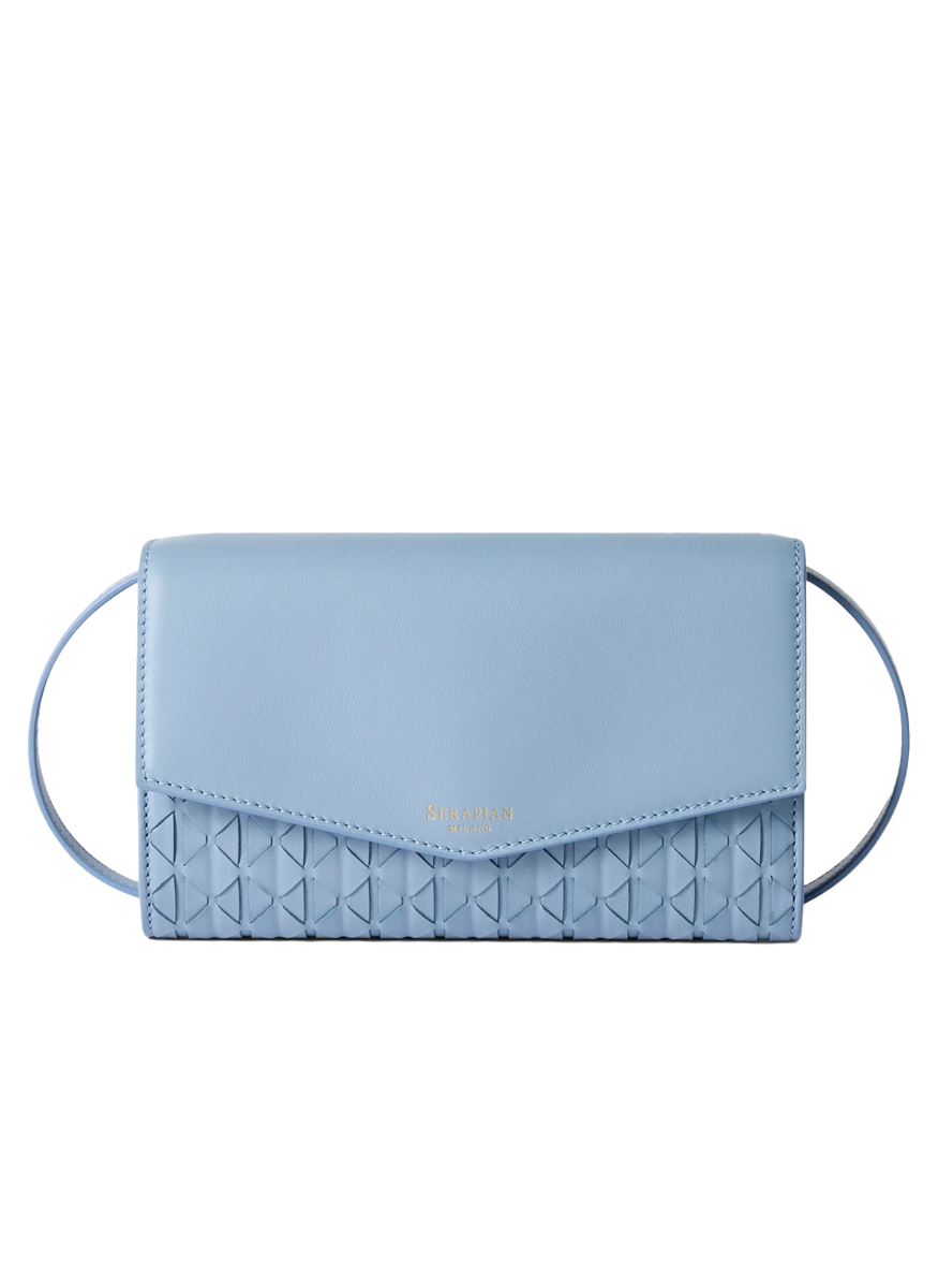 Clutch with Shoulder Strap in Cornflower Mosaico