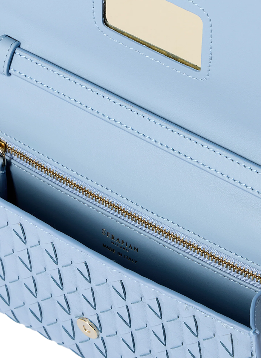 Clutch with Shoulder Strap in Cornflower Mosaico - Serapian
