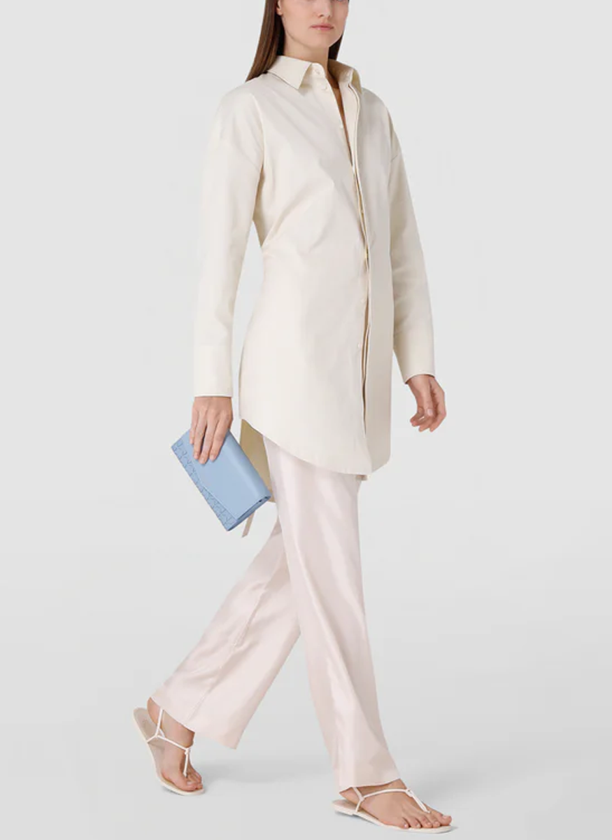 Clutch with Shoulder Strap in Cornflower Mosaico - Serapian