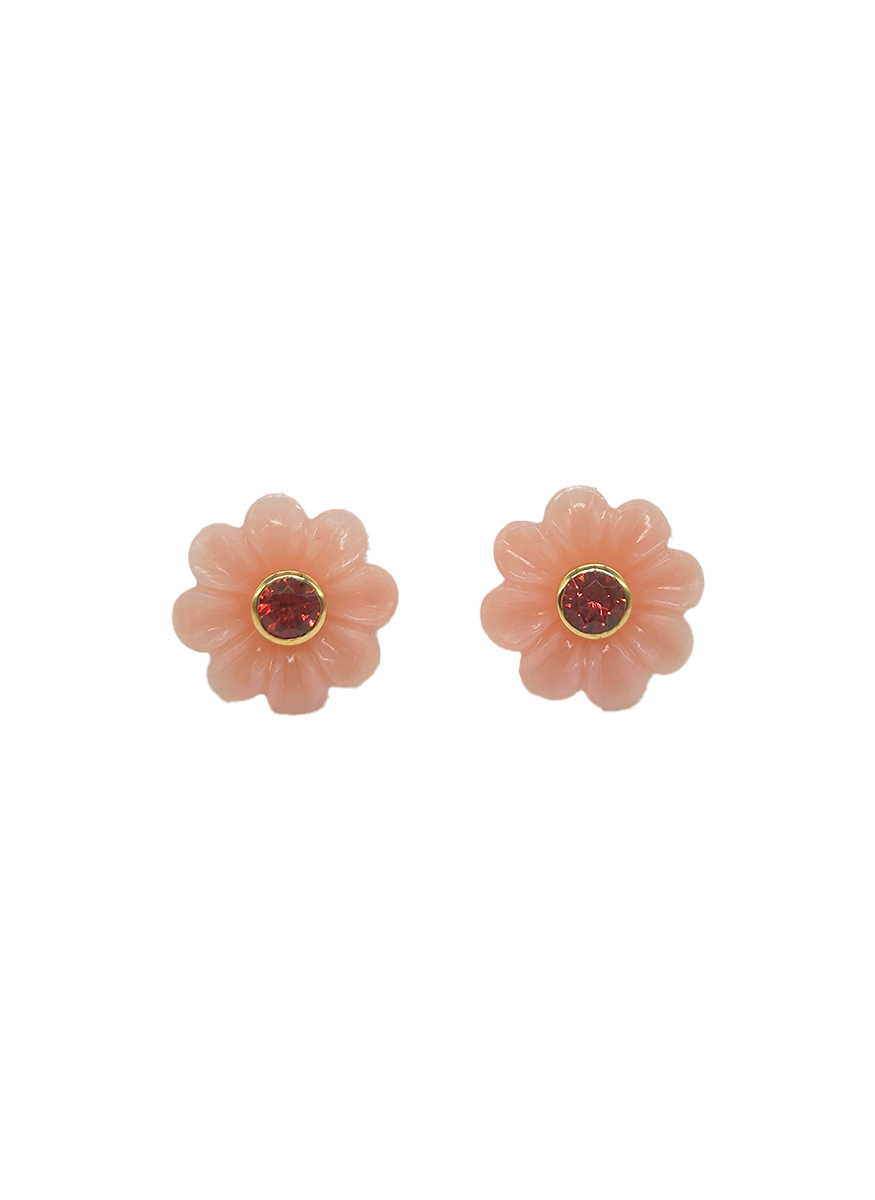 Pink Opal Daisy Studs