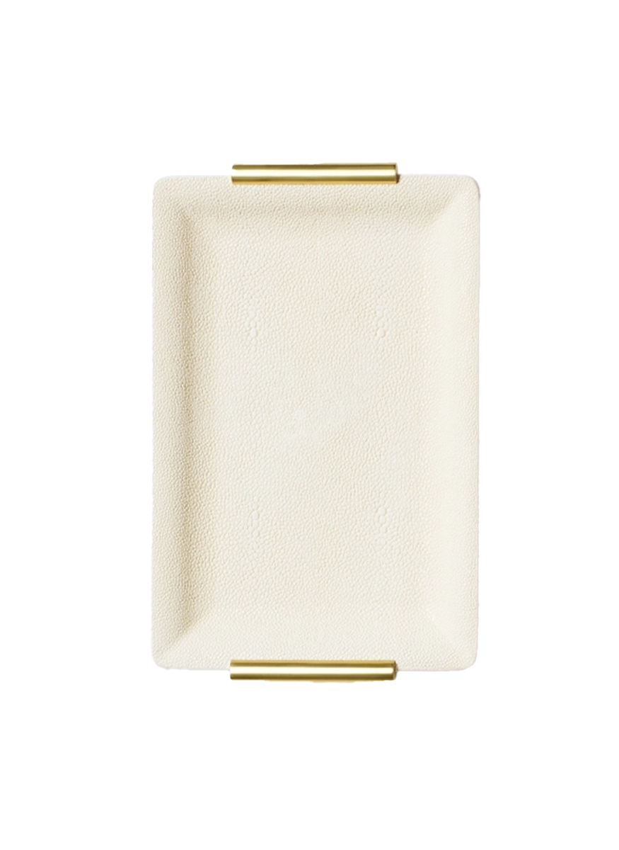 Shagreen Vanity Tray in Cream, Small - Aerin
