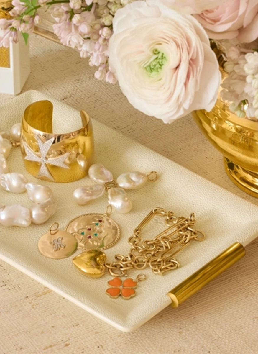 Shagreen Vanity Tray in Cream, Small