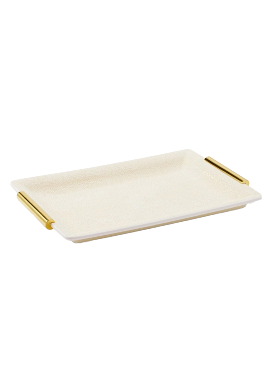 Shagreen Vanity Tray in Cream, Small