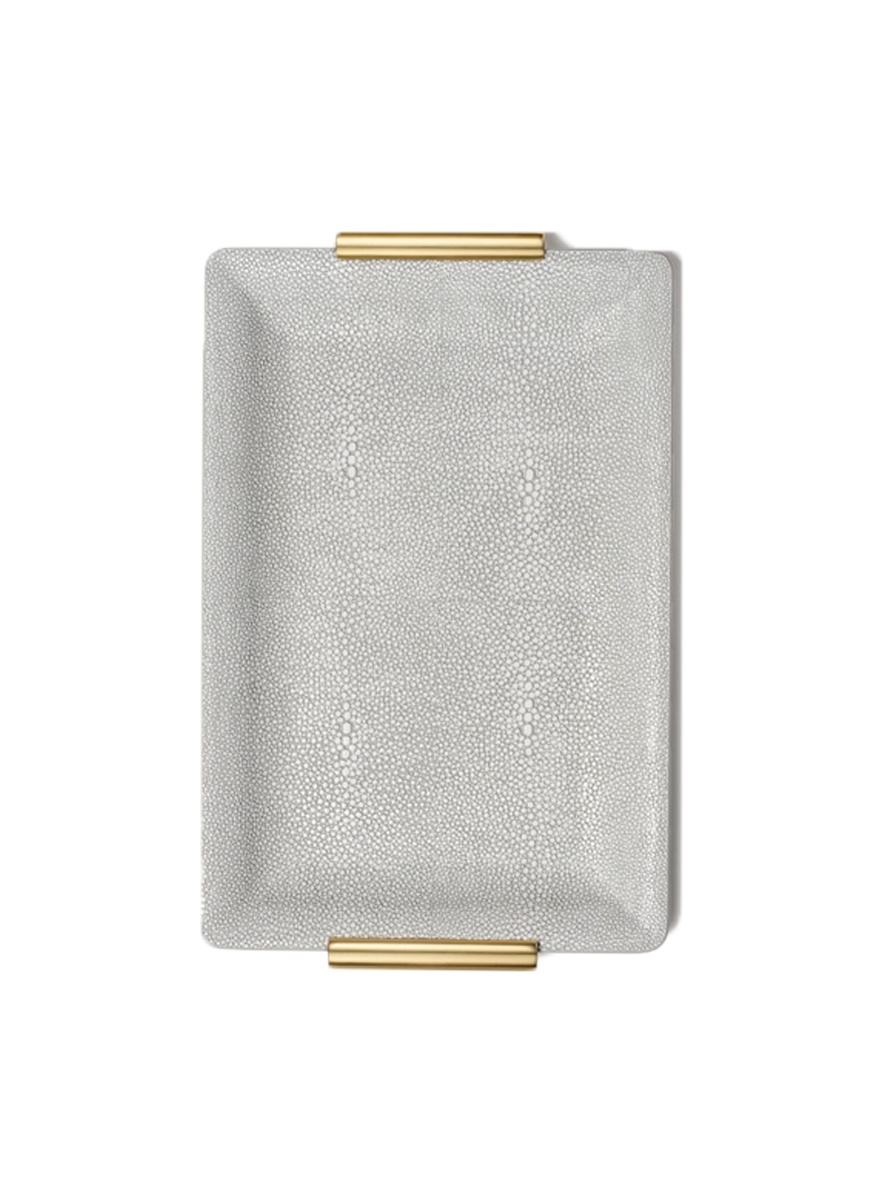 Shagreen Vanity Tray in Dove, Small - Aerin
