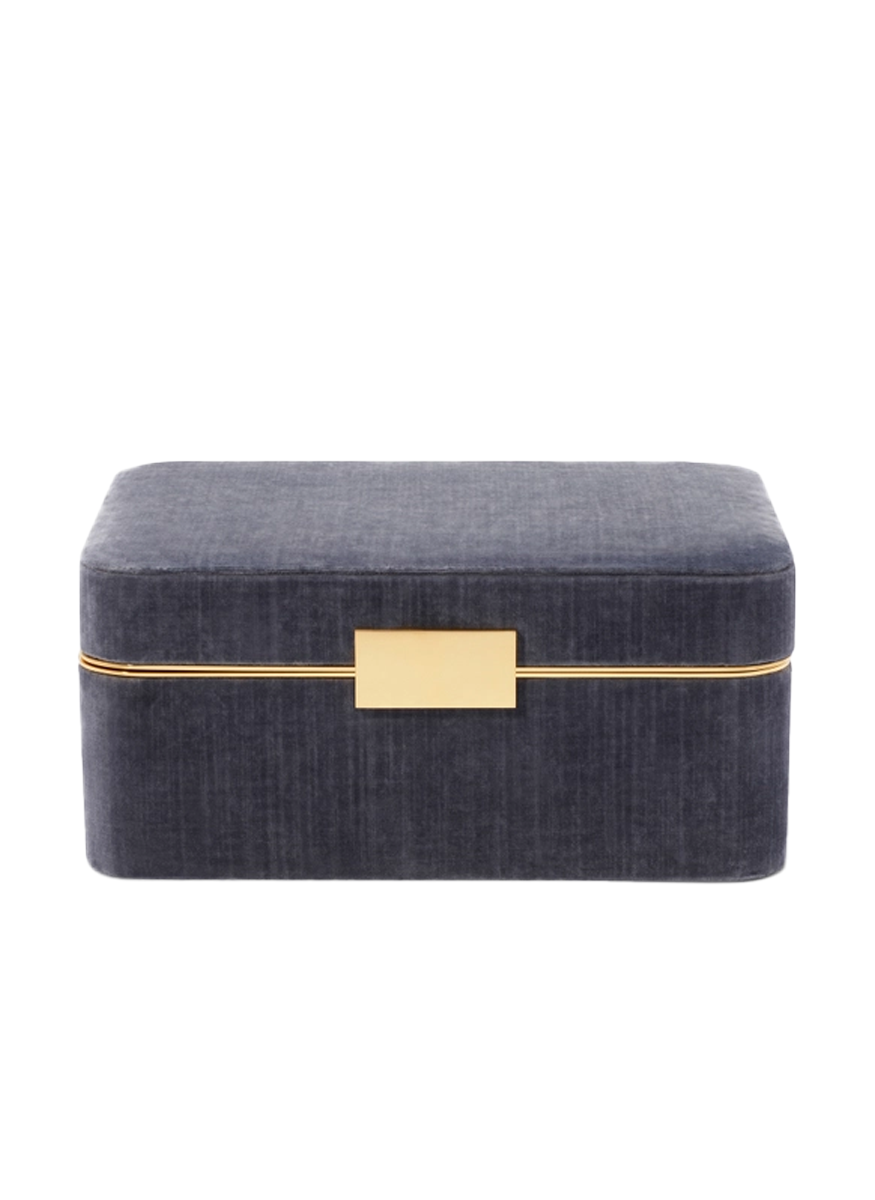 Beauvais Velvet Jewelry Box, Dusk Blue