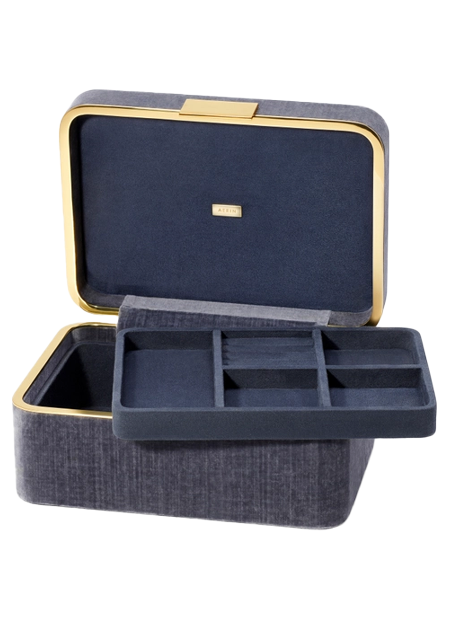 Beauvais Velvet Jewelry Box, Dusk Blue