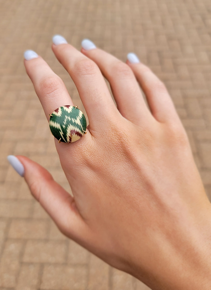 "Silk Road" Ikat Marquetry Ring