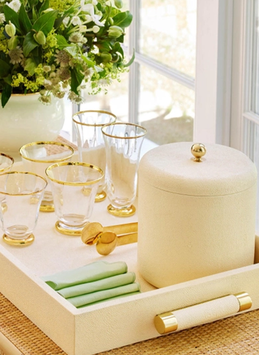 Classic Shagreen Serving Tray, Cream