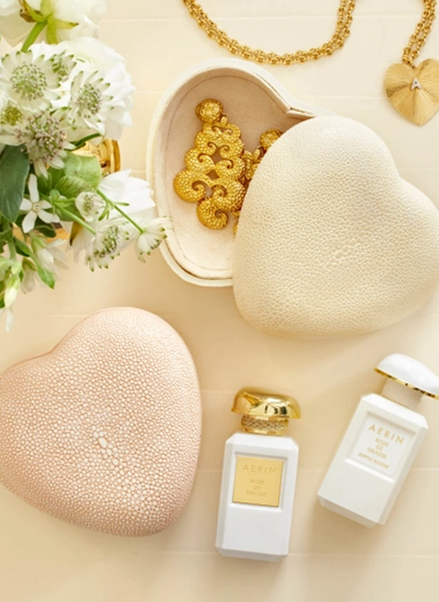 Shagreen Heart Box, Cream - Aerin