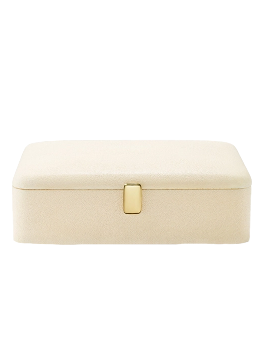 Abella Shagreen Large Jewelry Box, Cream