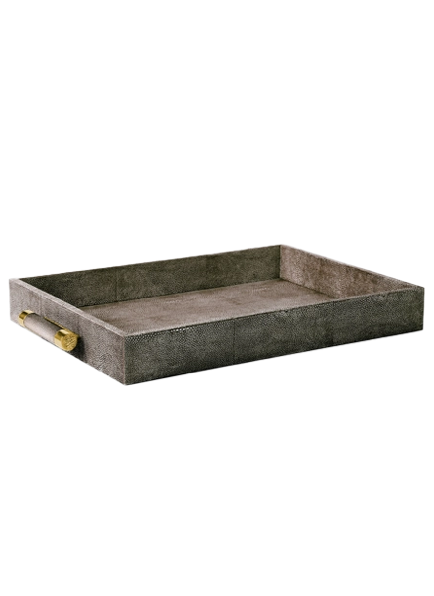 Classic Shagreen Serving Tray, Chocolate