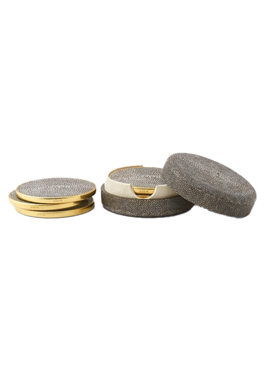 Shagreen Coasters in Chocolate, Set of 4