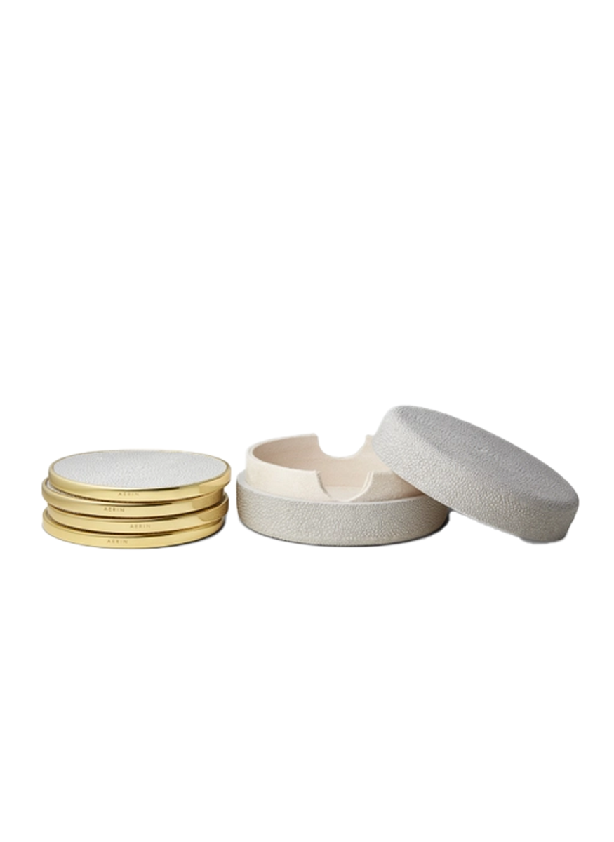 Shagreen Coaster in Dove, Set of 4