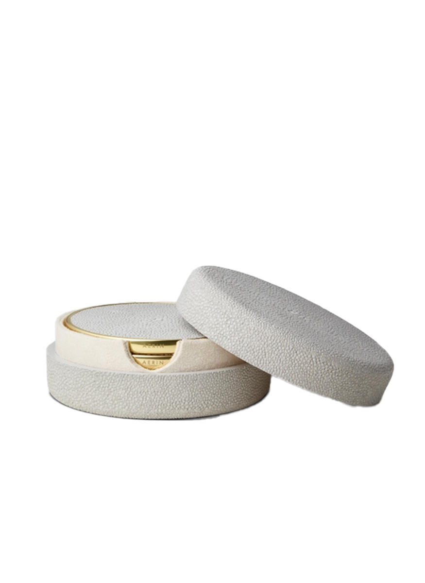 Shagreen Coaster in Dove, Set of 4