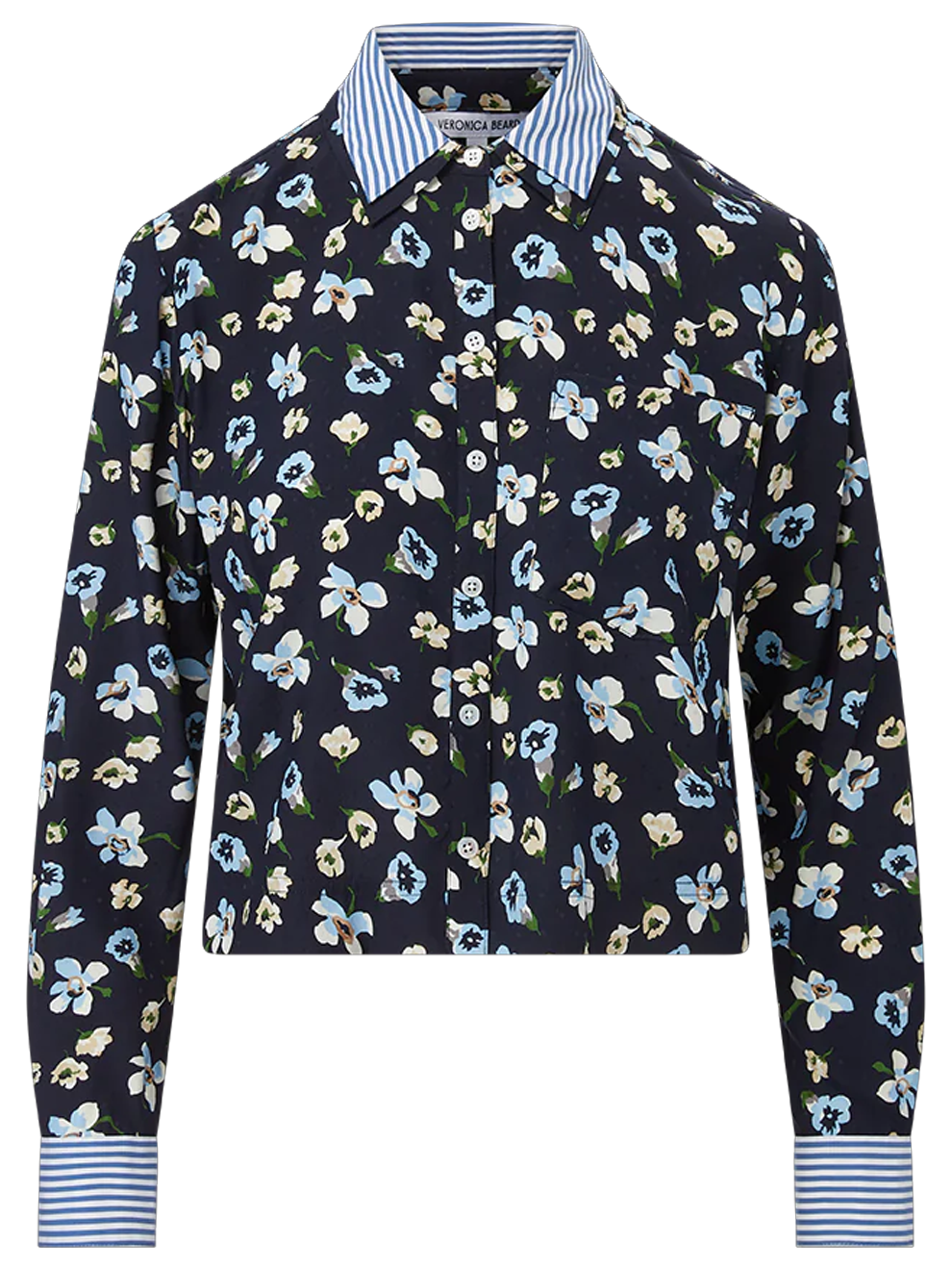 Maia Floral Silk Double-Collar Shirt