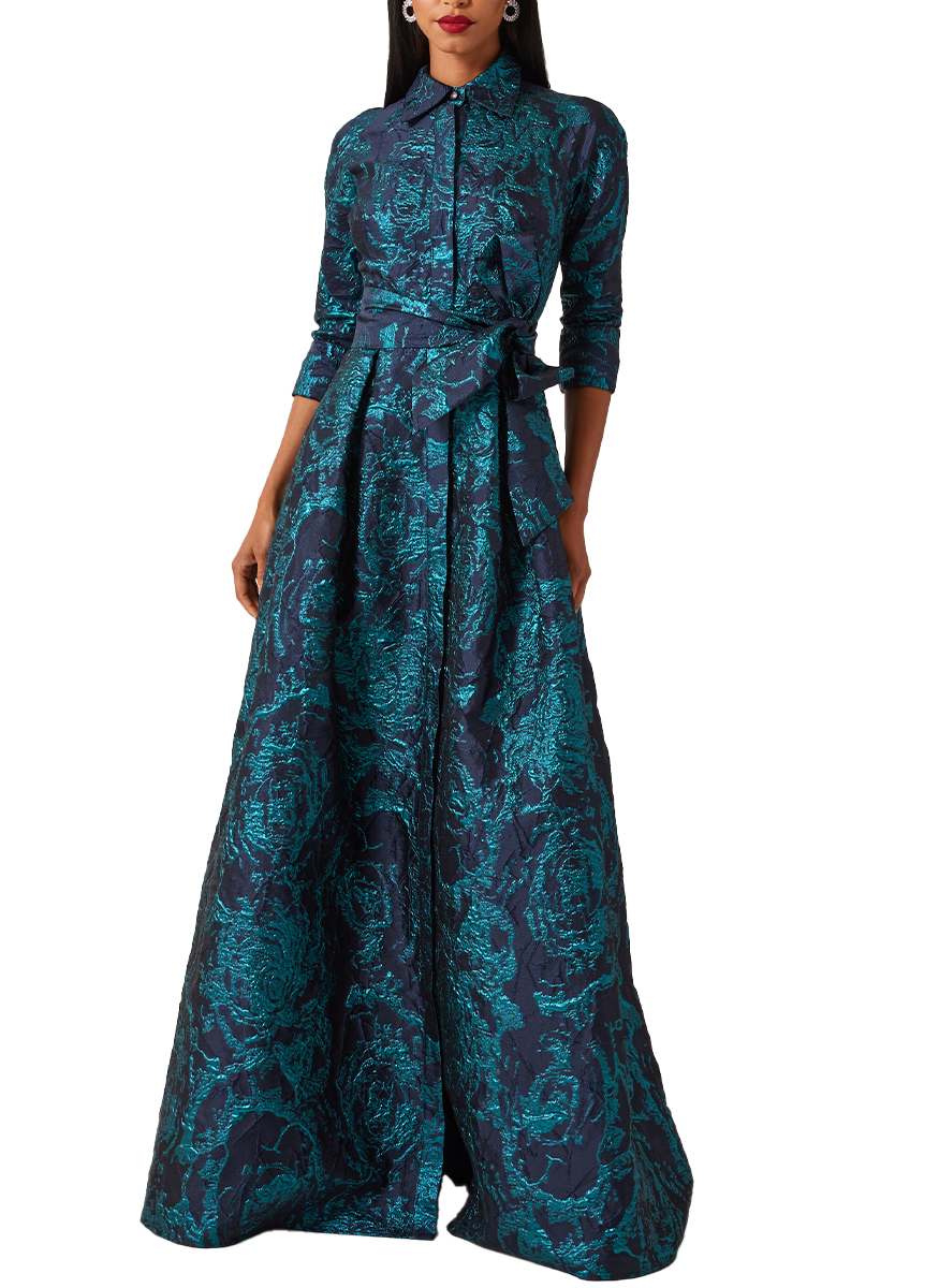 Metallic Jacquard Abstract Gown