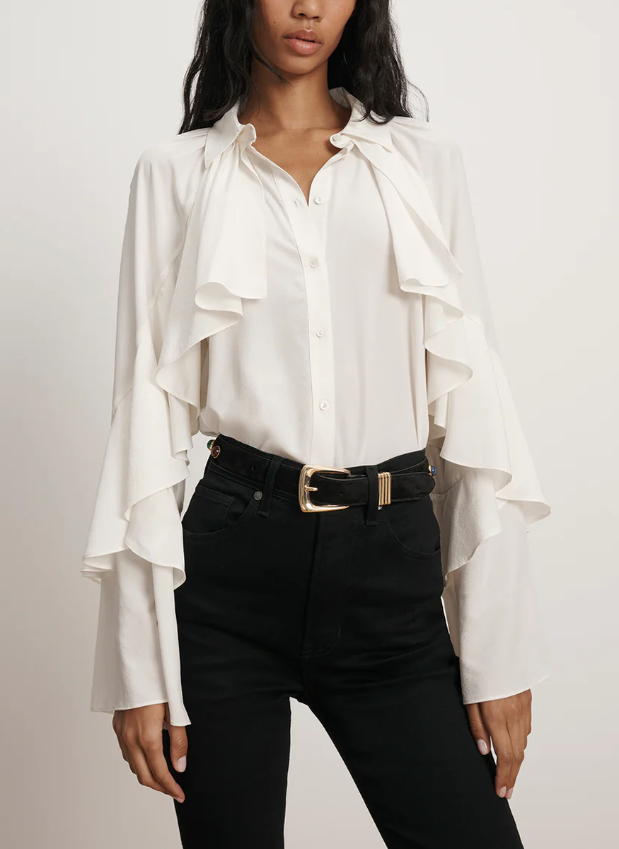 Demaris Ruffled Button-Down Blouse - Veronica Beard