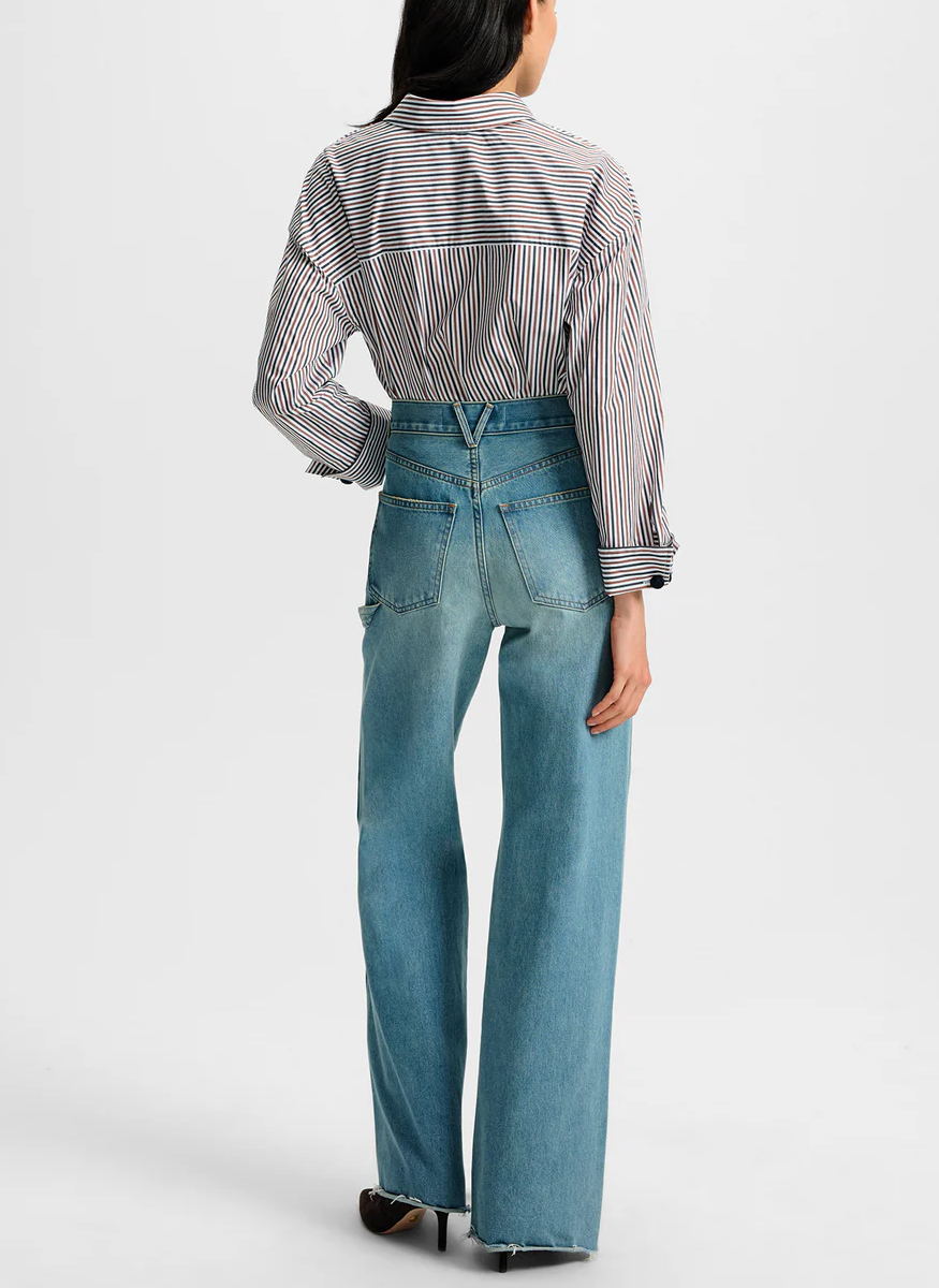 Draymond Striped Cuff-Sleeve Shirt - Veronica Beard