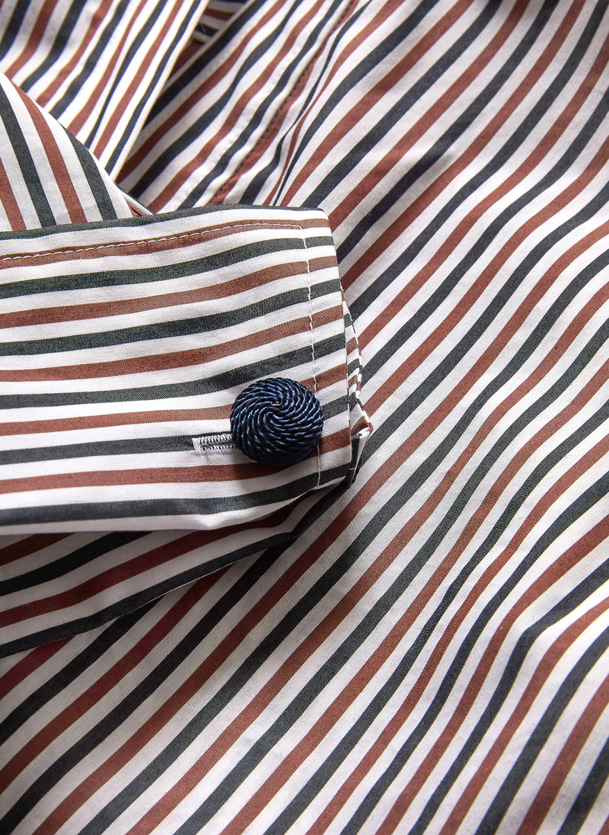 Draymond Striped Cuff-Sleeve Shirt - Veronica Beard