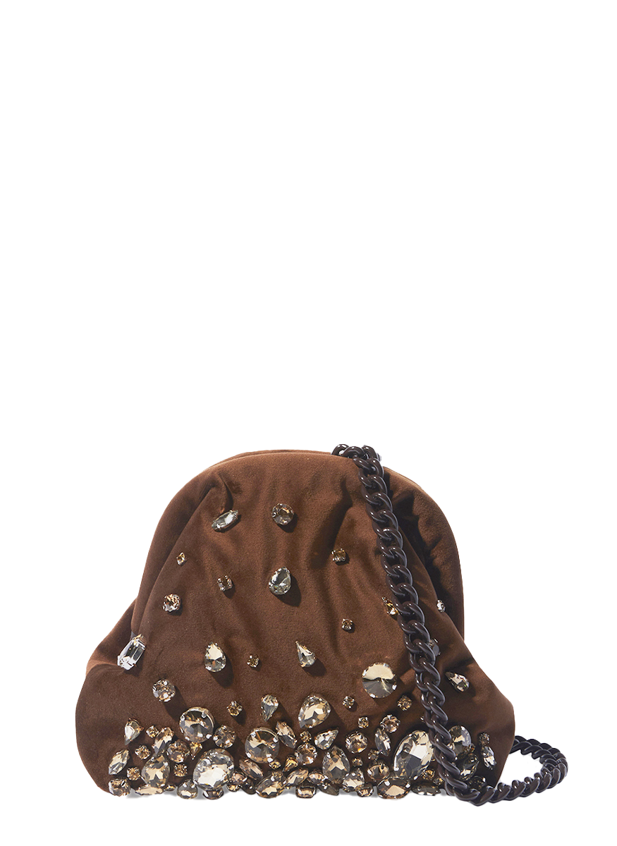 Pepita Velvet with Crystals in Brown