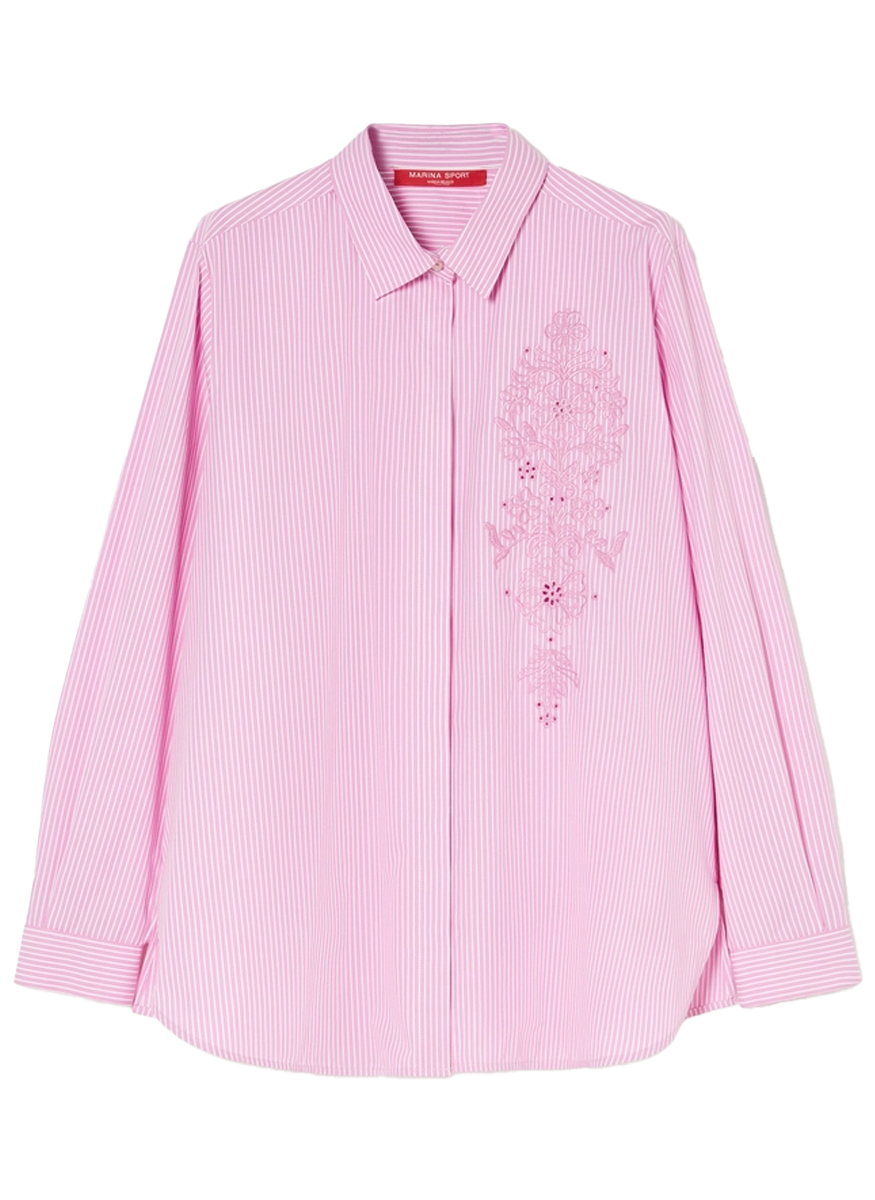 Querce Stripe Embroidered Poplin Shirt