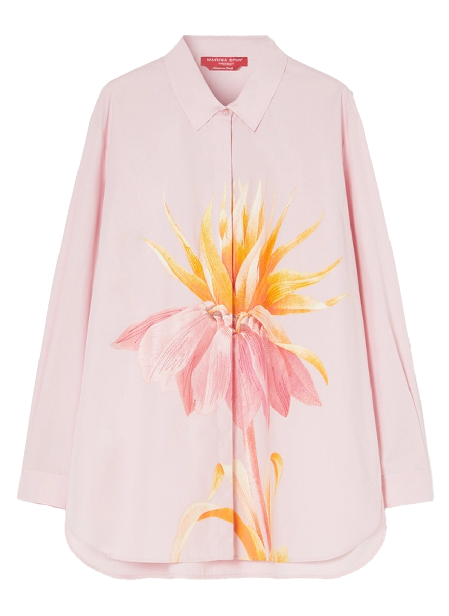 Tartufo Poplin Embroidered Shirt in Pink Tropic