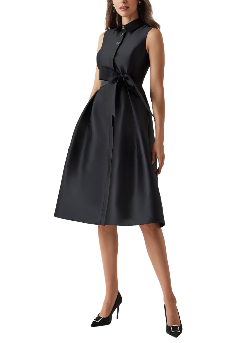 Mikado Sleeveless Shirt Dress - Teri Jon