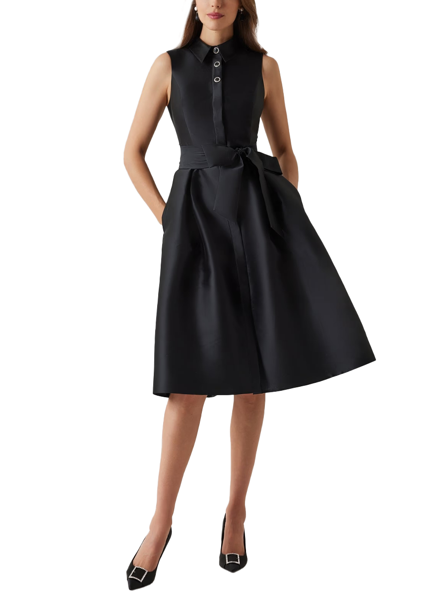 Mikado Sleeveless Shirt Dress - Teri Jon